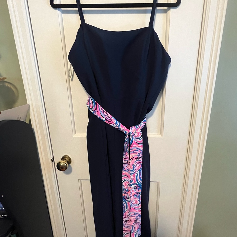 Lilly Pulitzer Blue Jumpsuit with Colorful Sash